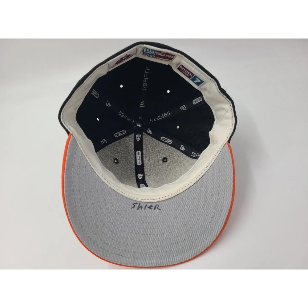 Vintage Bowie Baysox New Era 59Fifty Fitted 7 Hat Cap Wool Men MiLB Black Orange